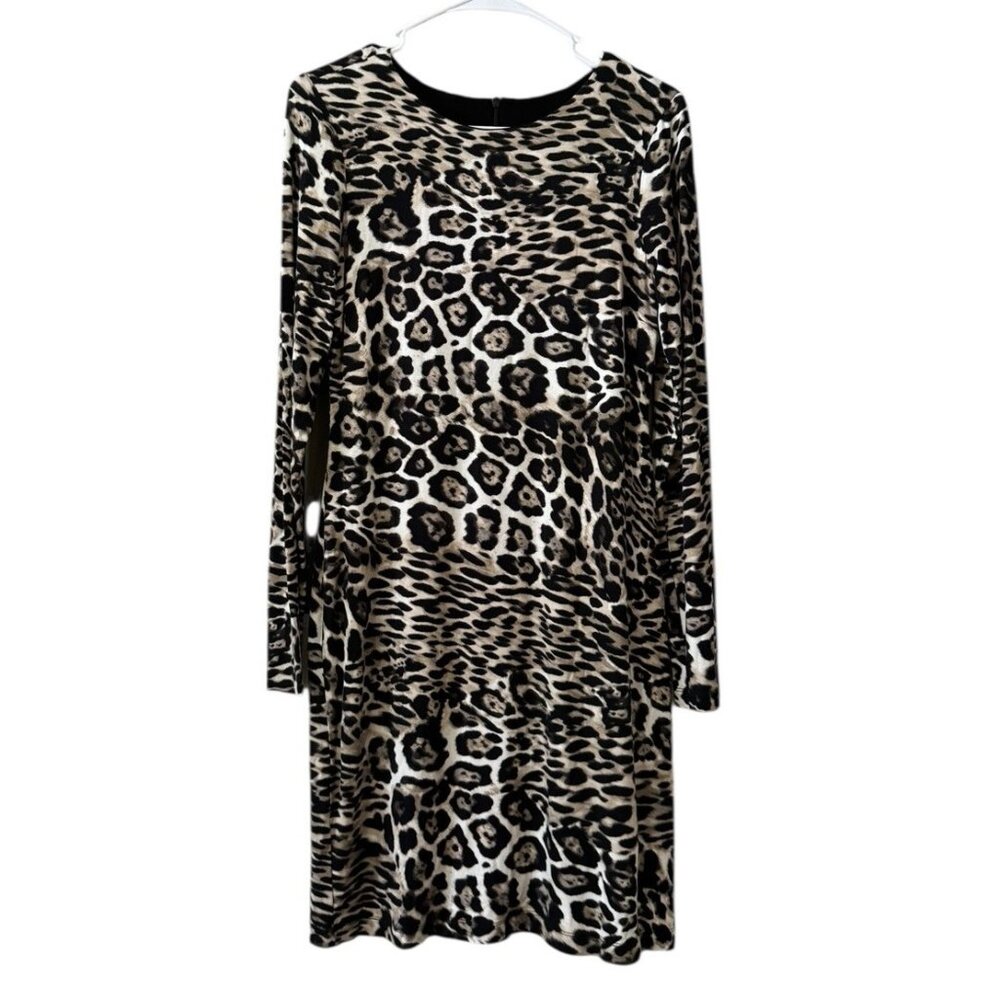 Karen Kane‎ Dress Women Size Medium Leopard Print Long Sleeve Lined Stretch NWT
